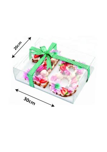 علبة كيك شفافة مستطيلة كبيرة 30cmX20cm