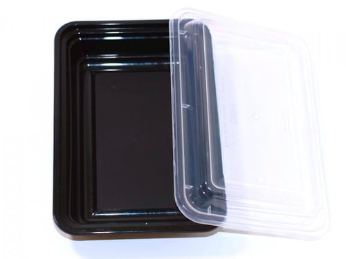 علب ميكرويف اسود مقاس 58 مع الغطاء شد 50 حبة