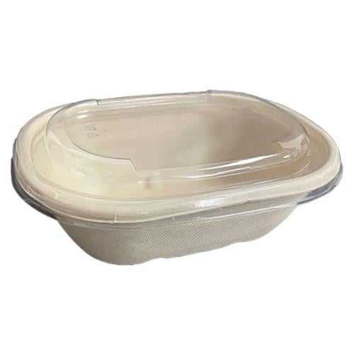 صحن بيضاوى قصب سكر غطاء شفاف 27 انز 50 حبة