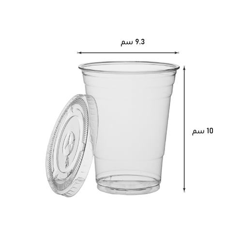 كاسات عصير بلاستيك شفافة + غطاء احجام مختلفة - ارن...
