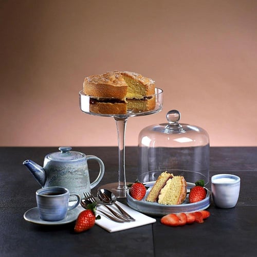 حامل كيك زجاجي مع غطاء قبة