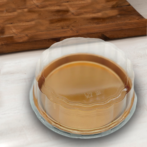 وعاء دائري ذهبي + غطاء شفاف