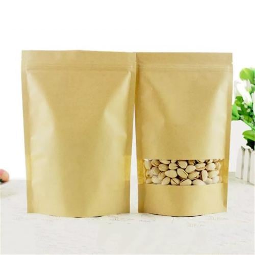 كيس ورق كرافت بقاعدة وسحاب ونافذة 35*23*5 سم 9 حبا...