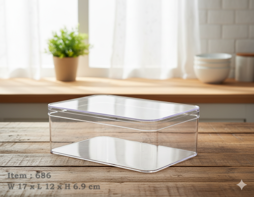 علبه بلاستك شفاف مستطيل 1 كيلو 686 الراشد