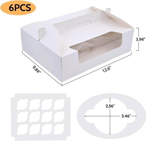 علبة كب كيك بيضاء 12 فتحة لون ابيض