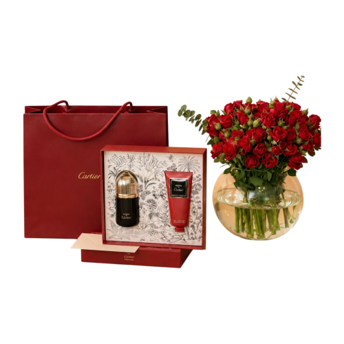 عطر باشا كارتييه مع فازة ورد