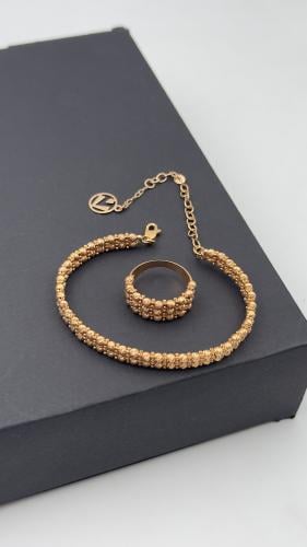 سوارة مع خاتم ( دوريكا لازوردي ) ذهب عيار 21