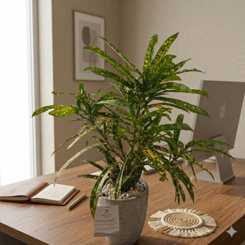 Striped croton gray vase