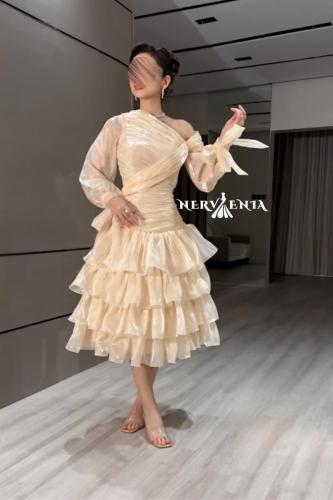 فستان فلورا كرنكل بكشكش لامع