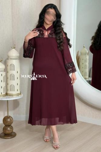 جلابيه راش شيفون مطعمه خرز