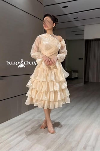 فستان فلورا كرنكل بكشكش لامع