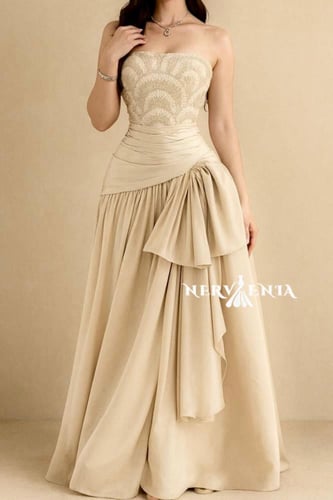 فستان ندى جولد دبل كلوش