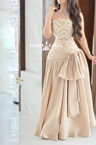 فستان ندى جولد دبل كلوش