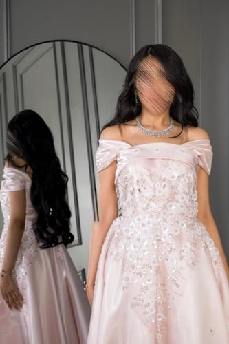 فستان لمعة ماتشي اوف شولدر ميدي