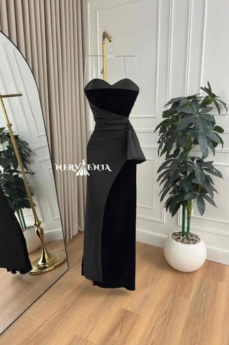 فستان بلاك مخملي مع لمسه شانتون