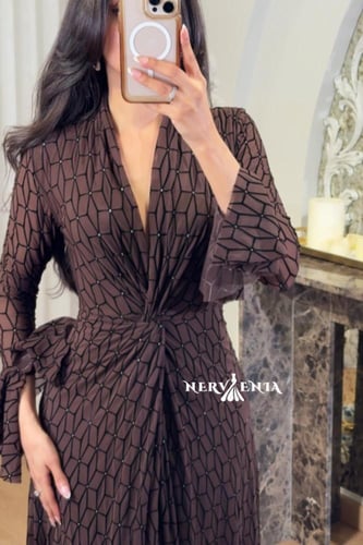 فستان بيهايف دارك شوكلت كم طويل