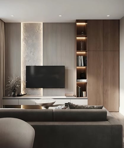 TV front with a desk cabinet