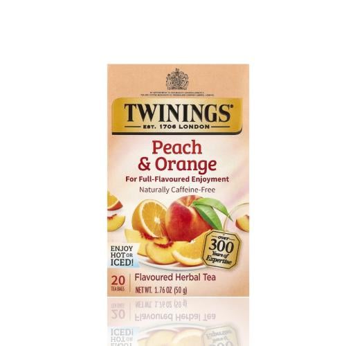 شاي أعشاب ، خوخ وبرتقال ، خالٍ من الكافيين ، 20 كي...