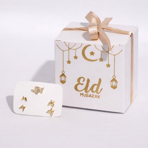 حلق فراشات ذهبي 3 أزواج