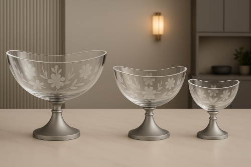 صحن تقديم زجاجيّ بلاتينيوم