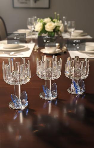 حامل شموع كريستال بفراشة زرقاء