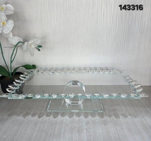 صواني تقديم زجاج بأطراف كرستال شفاف