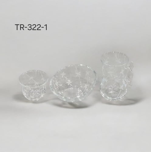 طقم بيالات مع فناجين تركي بنقش مختلف ١٨ حبه