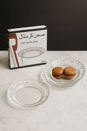 طقم صحون كريستال 3 حبات بدون قاعده