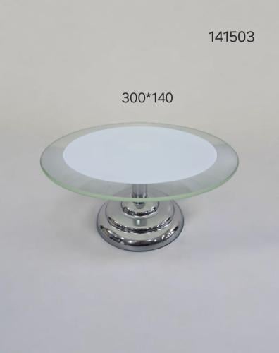 ستاند تقديم زجاج بقاعدة ستانليس ستيل وسط