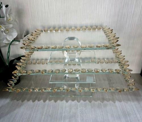 صواني تقديم زجاج باطرف كرستال عالي الجودة