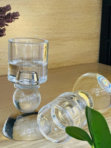 قاعدة شموع كرستال شفاف