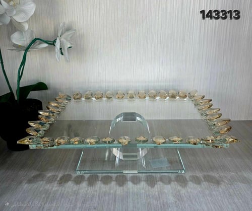 صواني تقديم زجاج باطرف كرستال عالي الجودة