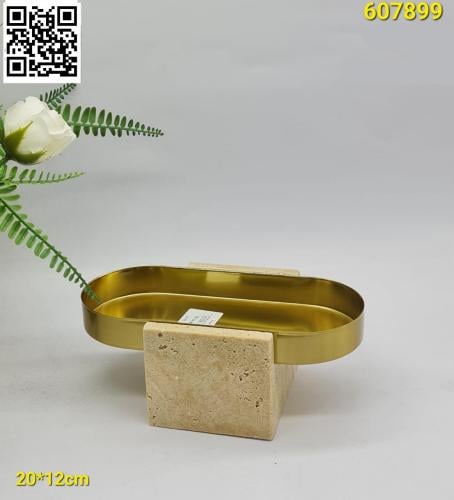 صواني تقديم ستانليس ذهبي بقاعدة رخامي