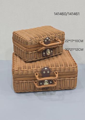 طقم حقائب خوص حبتين بني فاتح