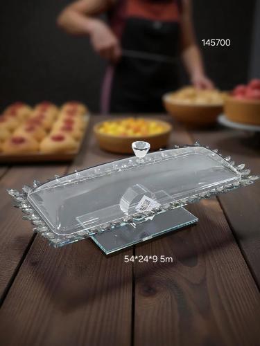 صحن تقديم بغطاء اكريلك L