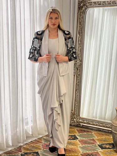 فستان بجاكيت اكتاف 174-1