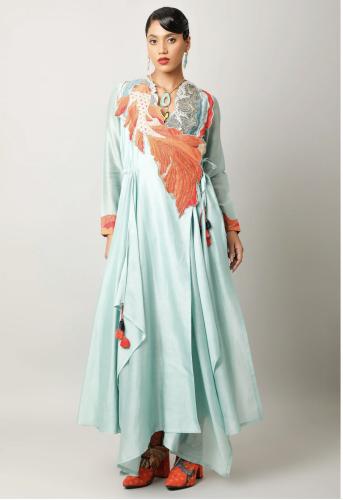 فستان تركواز بطبعه