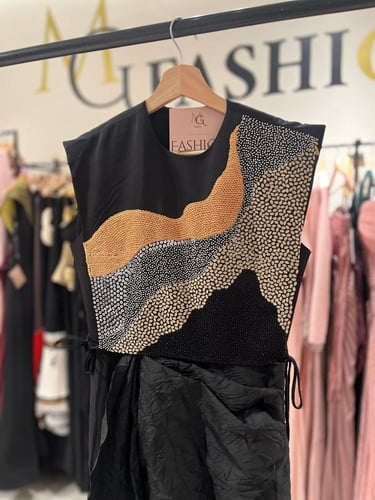 فستان هندي اسود بقطعه