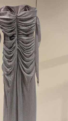 فستان فضي مع أكمام