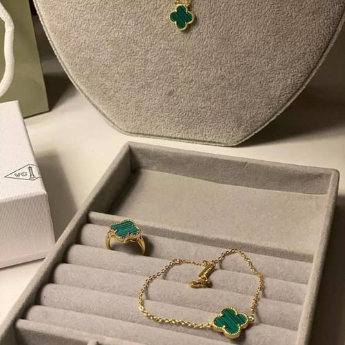 طقم فان كليف 4 قطع ذهبي اخضر