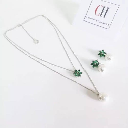 سلسال وحلق CH فضي