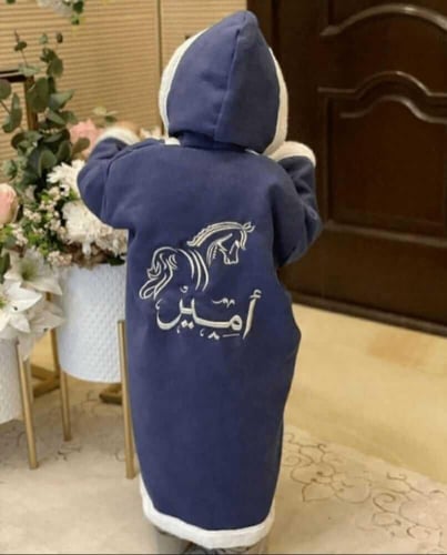 فروة أطفال شتوية فاخرة مع تطريز الاسم حسب الطلب