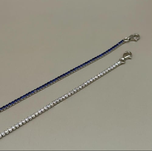 سوار تنس فضة عيار 925 – أزرق / فضي