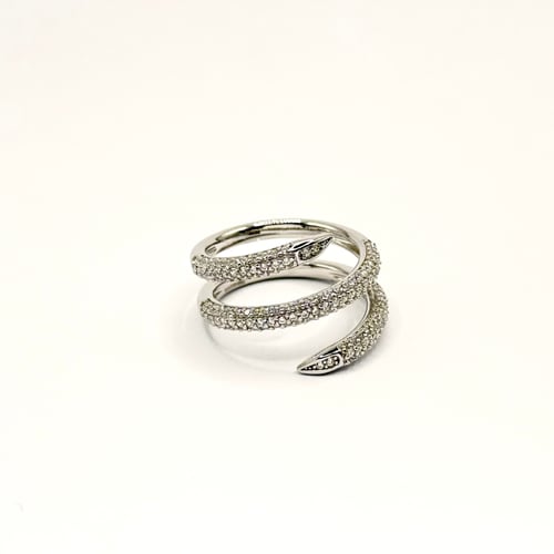 خاتم فضة لولبي و مرصع بزركون -فضه 925