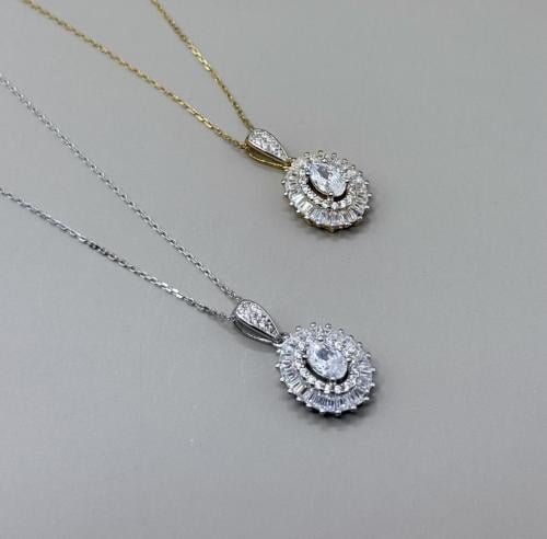 oval shape سلسال فضه بحجر زركون