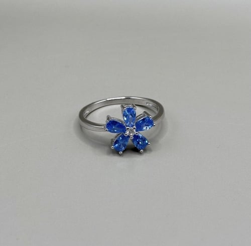 طقم فضه ورده زرقاء - فضه عيار ٩٢٥