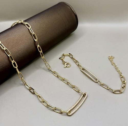 عقد وسواره فضه ايطاليه تصميم مسيكا