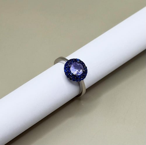 خاتم فضه بالون البنفسجي والازرق مميز