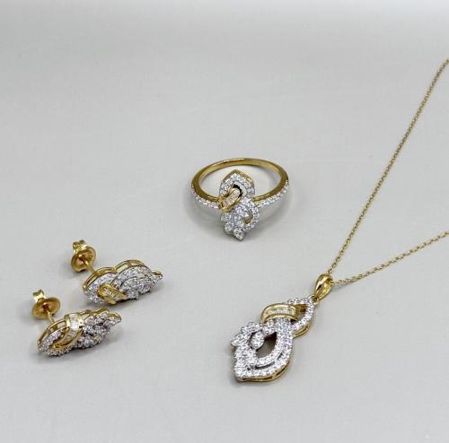 طقم تصميم مميز ذهبي - فضه ٩٢٥