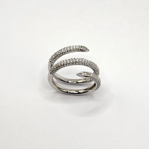 خاتم فضة لولبي و مرصع بزركون -فضه 925